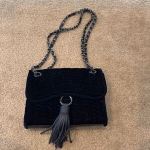 Aimee Kestenberg Navy Blue Velvet Shoulder bag/purse chain, tassell